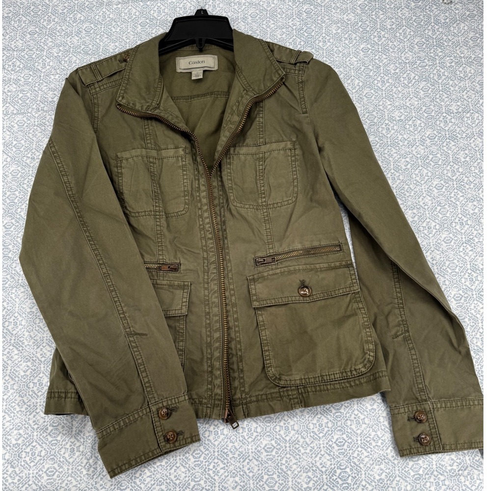 Caslon Women Olive Grove Cotton Utility Military Jacket CN302196MI M NWT